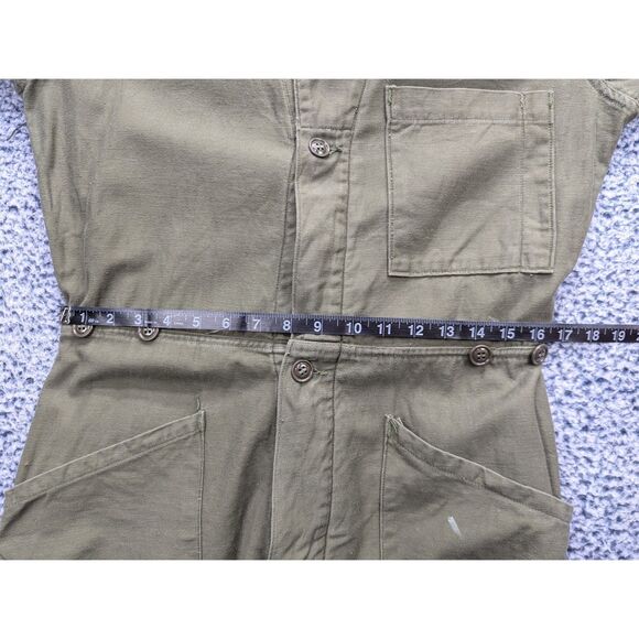 VTG US Military Cotton Sateen Coveralls Mens S Distressed Paint Splatter Green - Picture 12 of 14